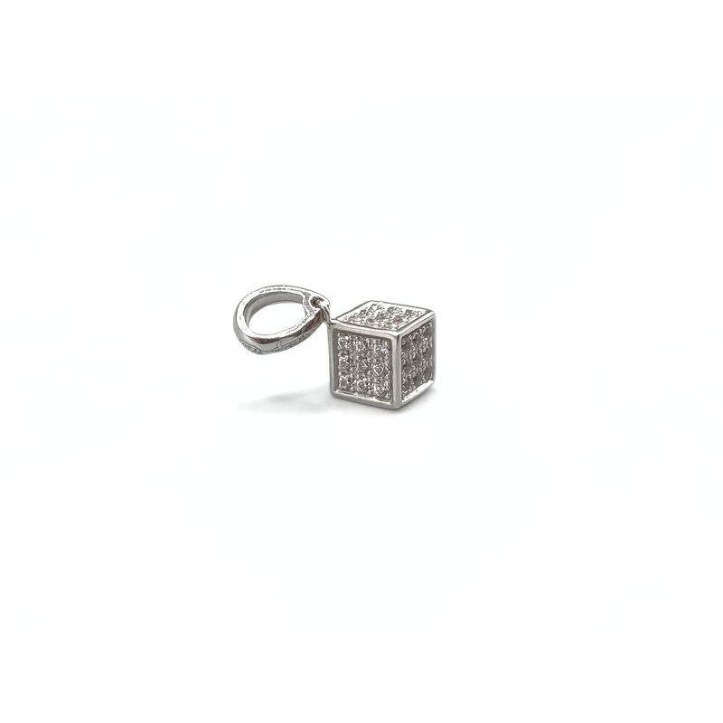 Pendente cubo in oro bianco e zirconi mod.lpdm7-76 [fb235ca0]