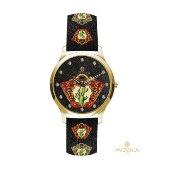 OROLOGIO COFFA IN METALLO E CINTURINO IN PELLE MOD. MB166 [e811e418]