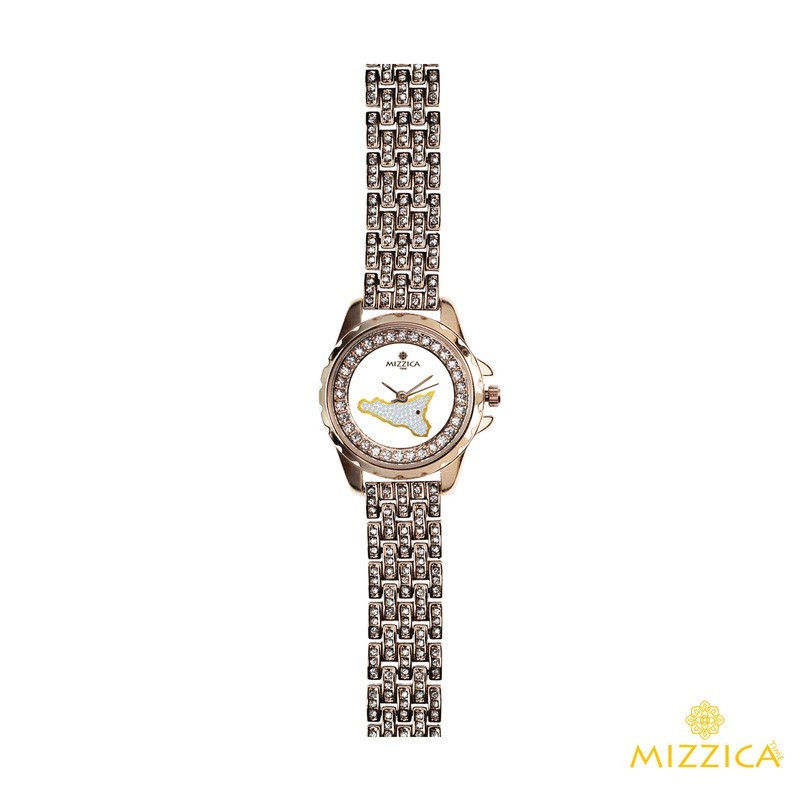OROLOGIO SICILIA IN METALLO CON ZIRCONI MOD. MZ201R [25794889]