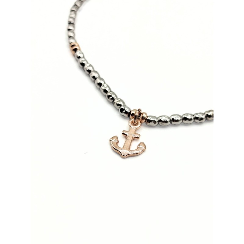 BR. ANCORA IN ARGENTO CON ELEMENTI ROSATI MOD. NC80138784 [9015bd7f]
