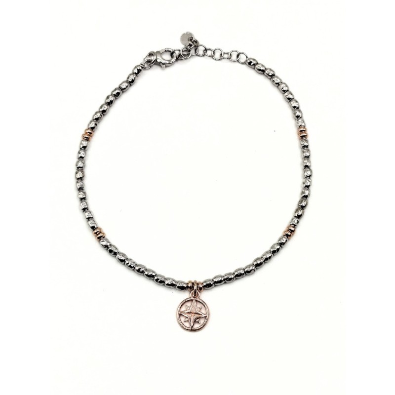 BR. ROSA DEI VENTI IN ARGENTO CON ELEMENTI ROSATI MOD. NC80138785 [2e8f898e]