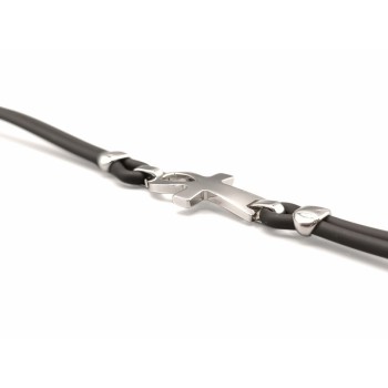 Bracciale uomo in argento e caucciu Mod. NCBR11D [c152e381]