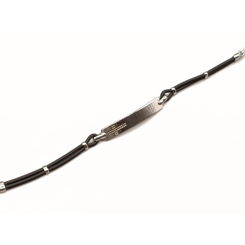 Bracciale in argento e caucciu Mod. NCBR14D [851c6fe5]