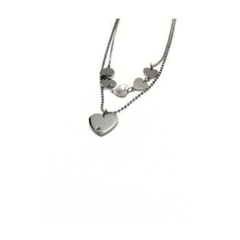 COLLANA ACCIAIO CUORI E ZIRC. MOD. PDD00189B [fa1755b8]