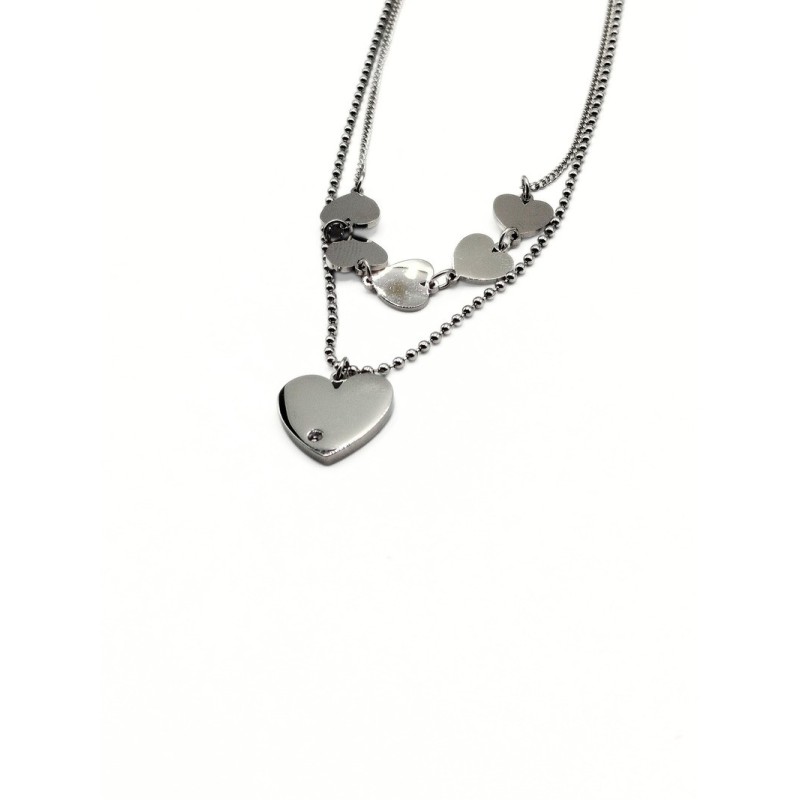 COLLANA ACCIAIO CUORI E ZIRC. MOD. PDD00189B [fa1755b8]