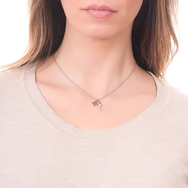 COLLANA IN ACCIAIO CON CORNETTO MOD. PF/GR41 [5f3691a7]