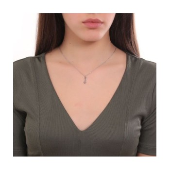 COLLANA IN ACCIAIO CON FRECCIA-CUORE E ZIRCONE ROSA PI/GR34 [31c28116]