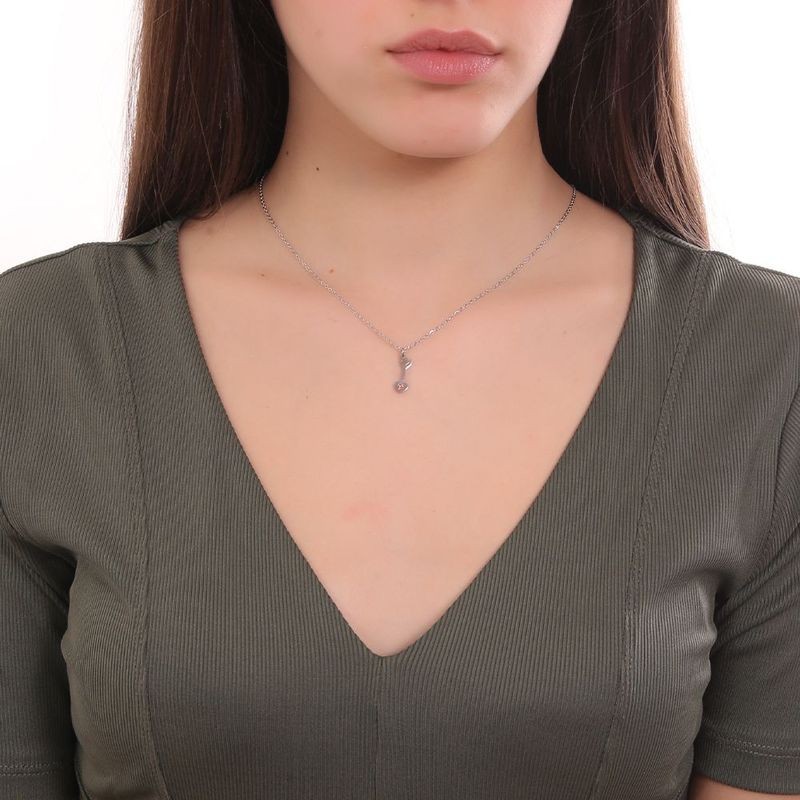 COLLANA IN ACCIAIO CON FRECCIA-CUORE E ZIRCONE ROSA PI/GR34 [31c28116]