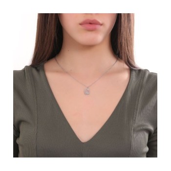 COLLANA IN ACCIAIO CON FERRO DI CAVALLO E ZIRCONE AZZURRO MOD. PI/GR37 [a66a96cd]