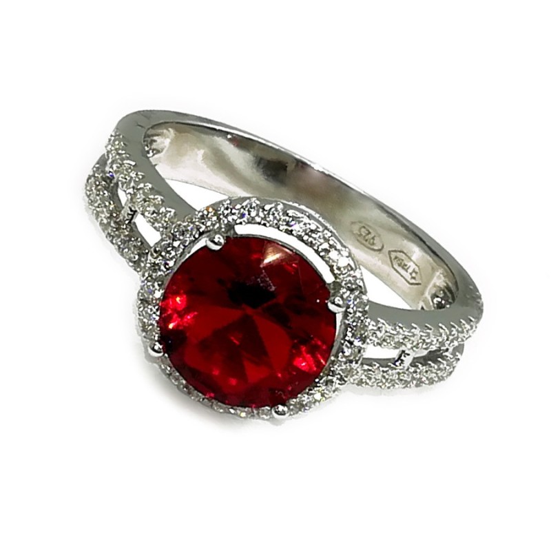 Anello argento con zircone rosso mod.TS41008 [4c7c8a02]