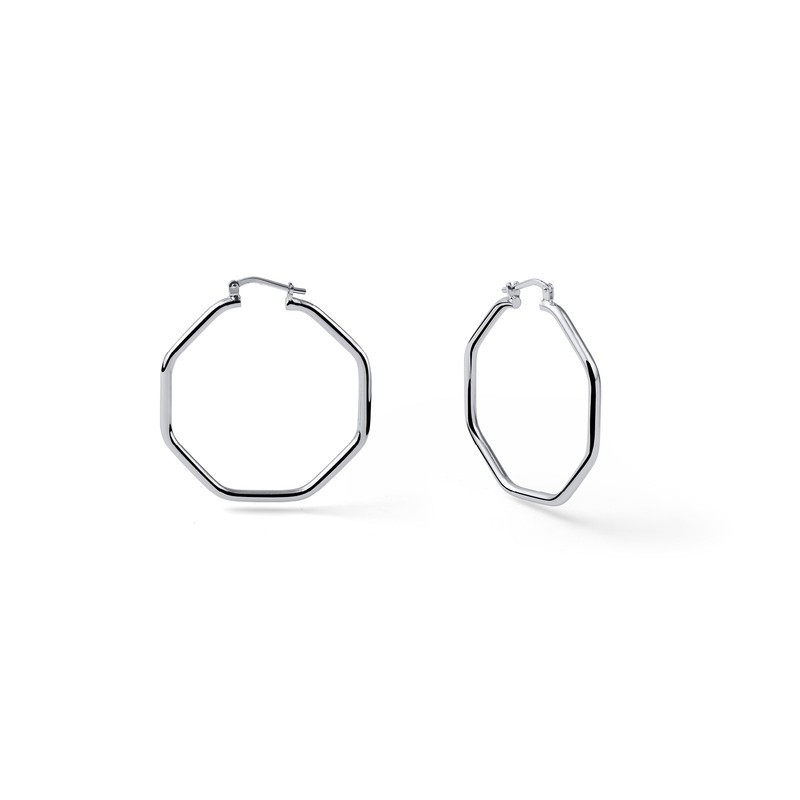 orecchini bronzo rodiati a cerchio ottagonale mod. 2753 [2b2621e3]