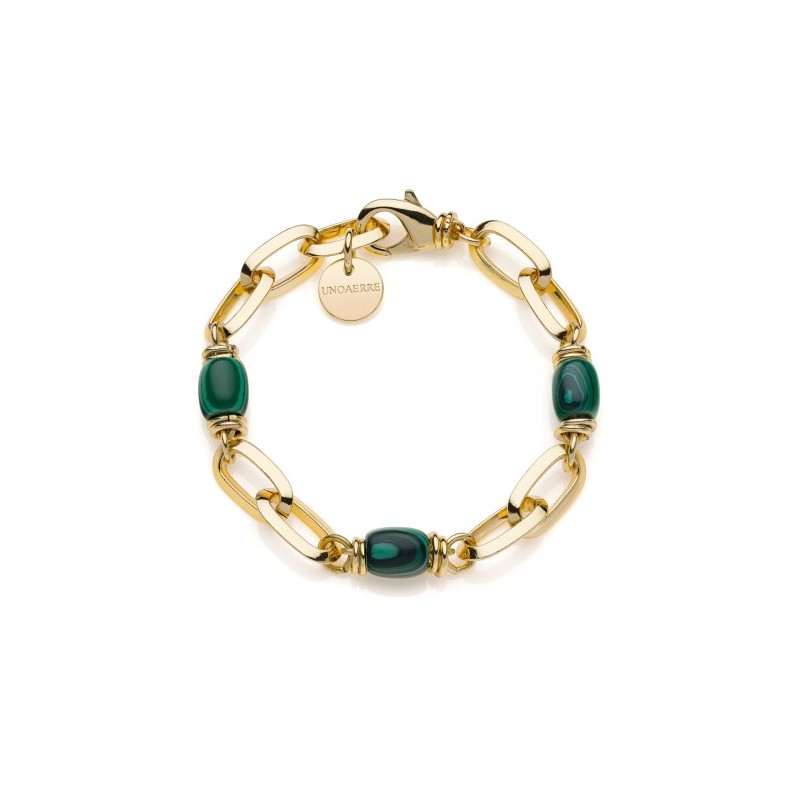 bracciale bronzo catena forzatina e pietra verde mod. 2199 [c6dd0022]
