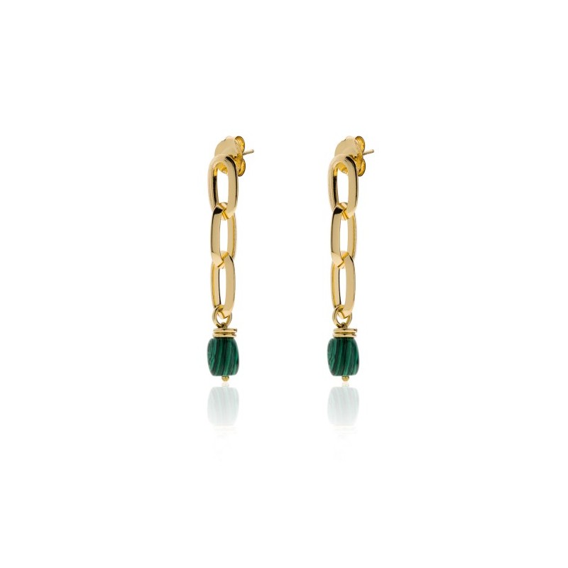 orecchini bronzo catena forzatina e pietra verde mod. 2200 [c6637539]